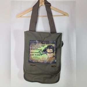 Authentic Pigment Canvas Field Bag Zombie Survival Protection Printed-Army Green